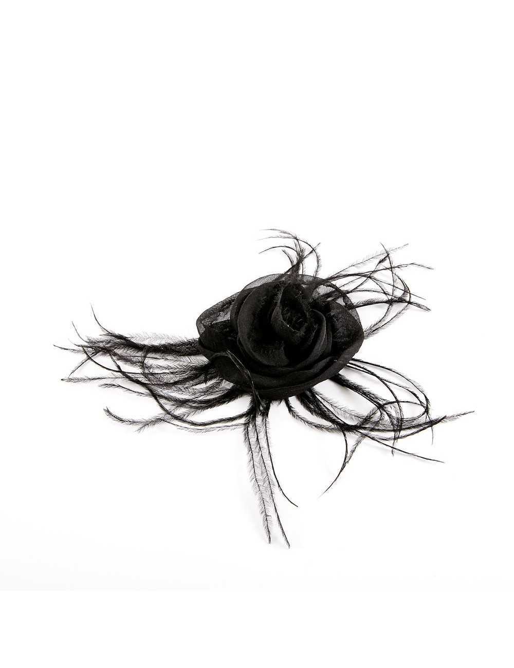Broche CHANEL voile noire et plumes