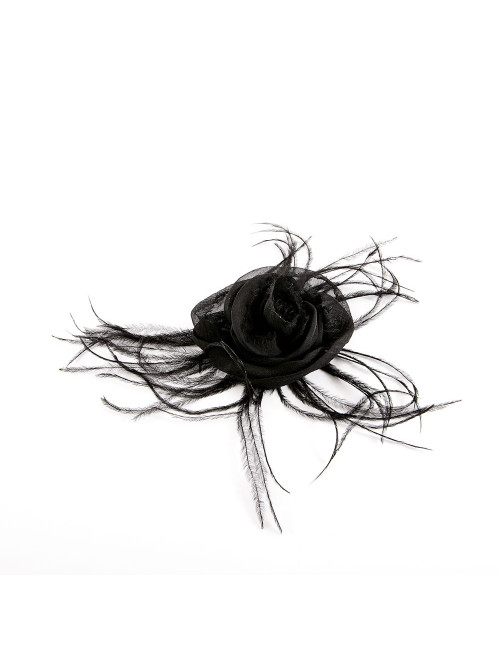 Broche CHANEL voile noire et plumes