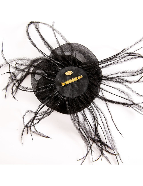 Broche CHANEL voile noire et plumes