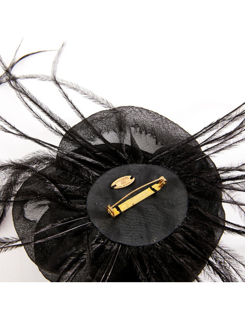 Broche CHANEL voile noire et plumes