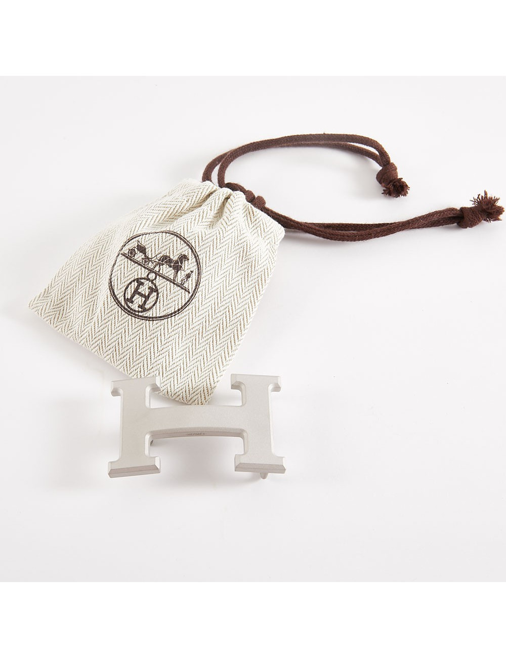 Boucle de ceinture HERMES métal gris mat