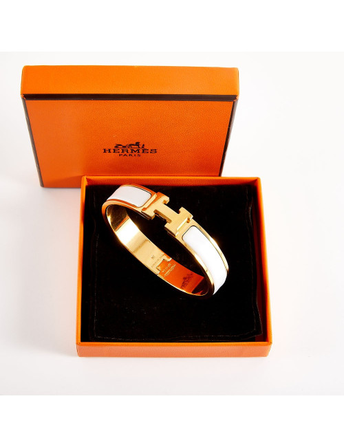Bracelet Clic Clac HERMES émail blanc