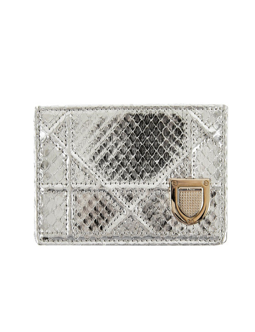 Porte-cartes de crédit DIOR python argent