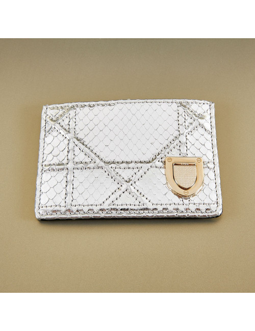 Porte-cartes de crédit DIOR python argent