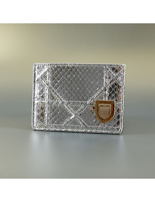 Porte-cartes de crédit DIOR python argent