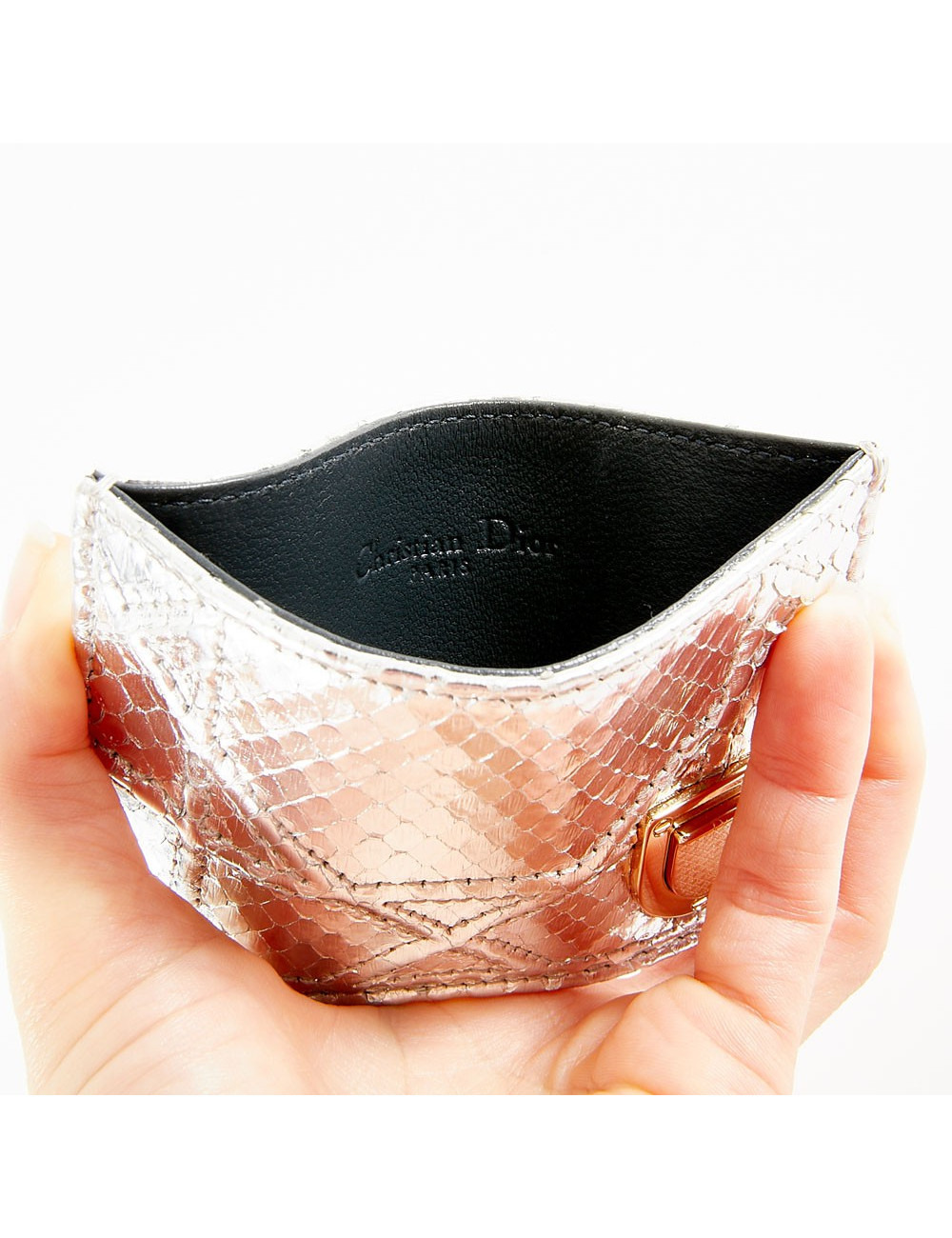Porte-cartes de crédit DIOR python argent