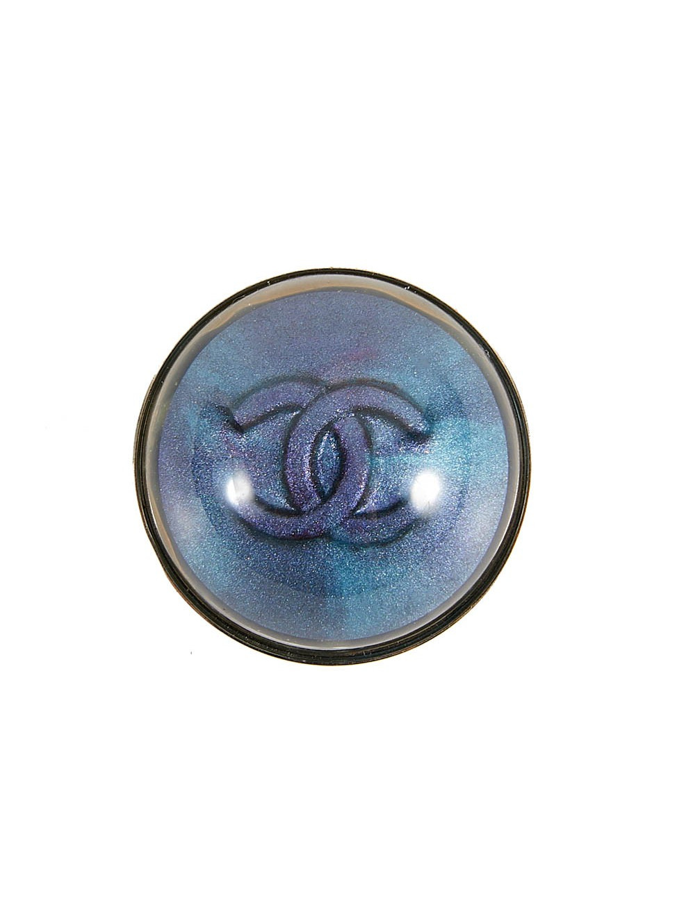 Broche demi-lune CHANEL bleue
