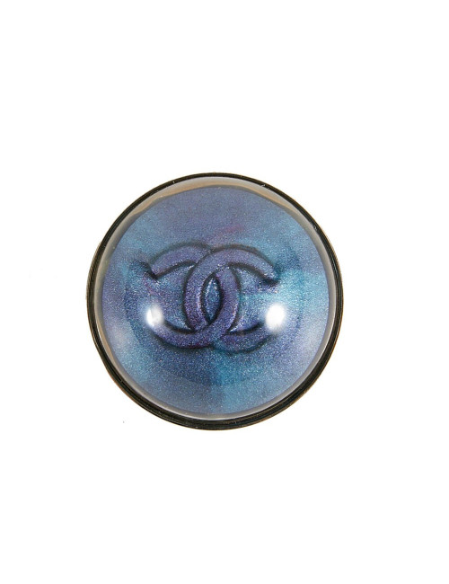 Broche demi-lune CHANEL bleue