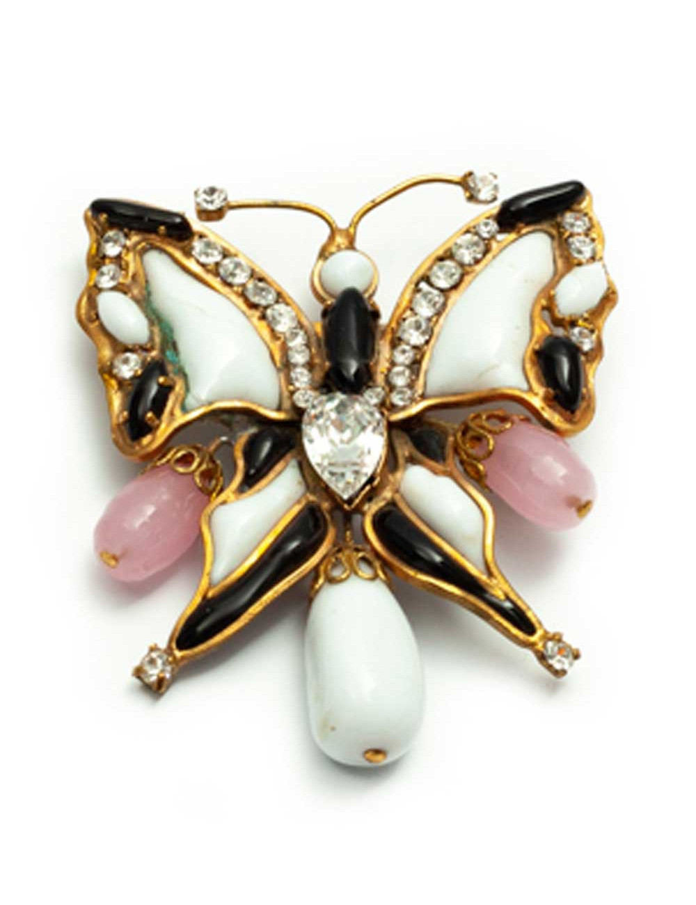 Broche Papillon noir et blanc MARGUERITE DE VALOIS