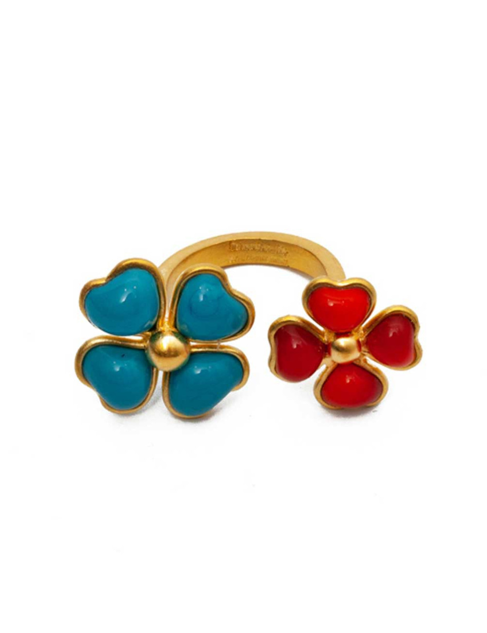 Bague fleurs MARGUERITE DE VALOIS turquoise corail