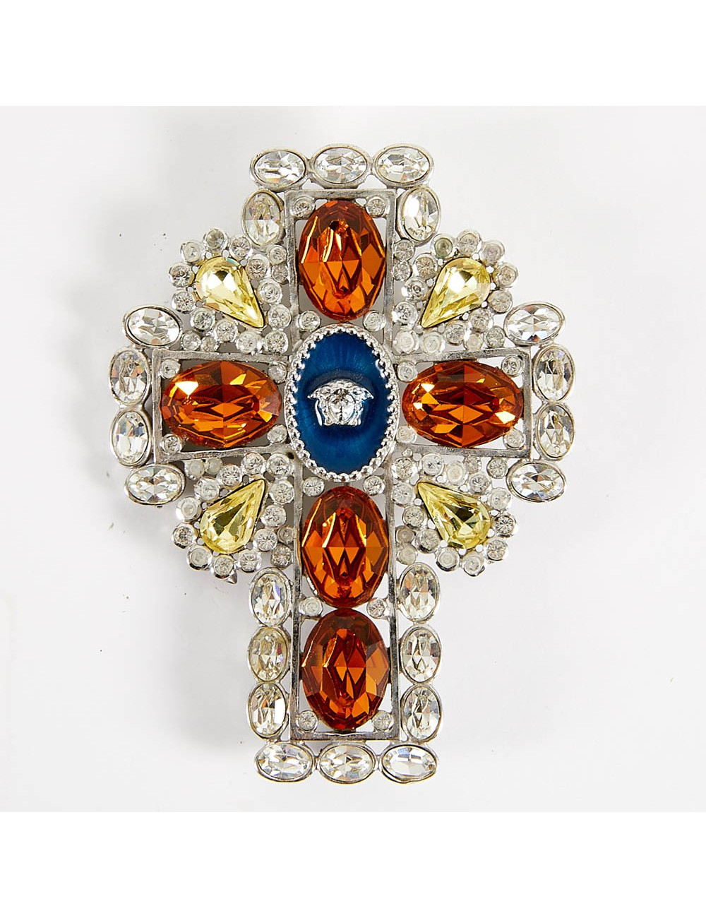 Broche VERSACE croix topaze et brillants Collector