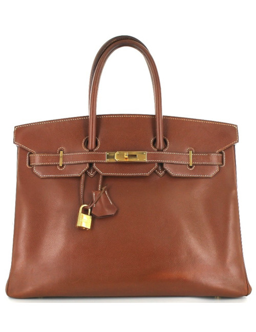 BIRKIN 35 HERMES cuir marron foncé