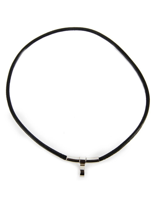 Collier HERMES cordon cuir noir