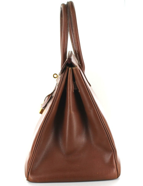 BIRKIN 35 HERMES cuir marron foncé