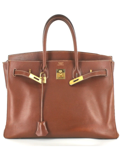 BIRKIN 35 HERMES cuir marron foncé