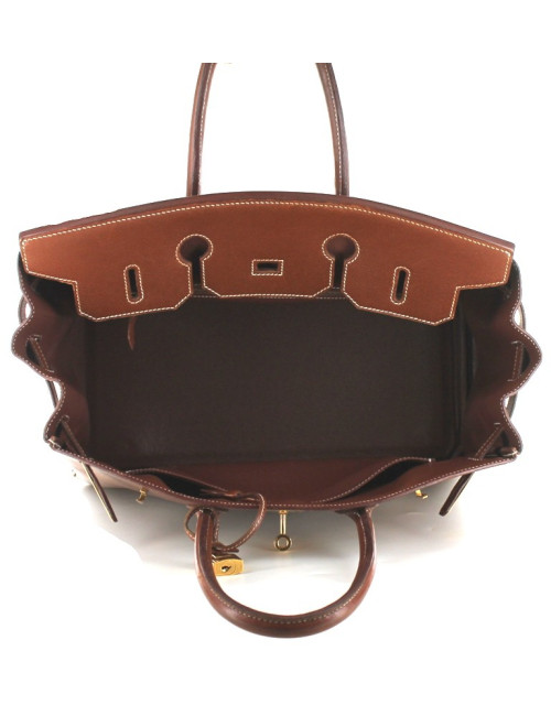 BIRKIN 35 HERMES cuir marron foncé
