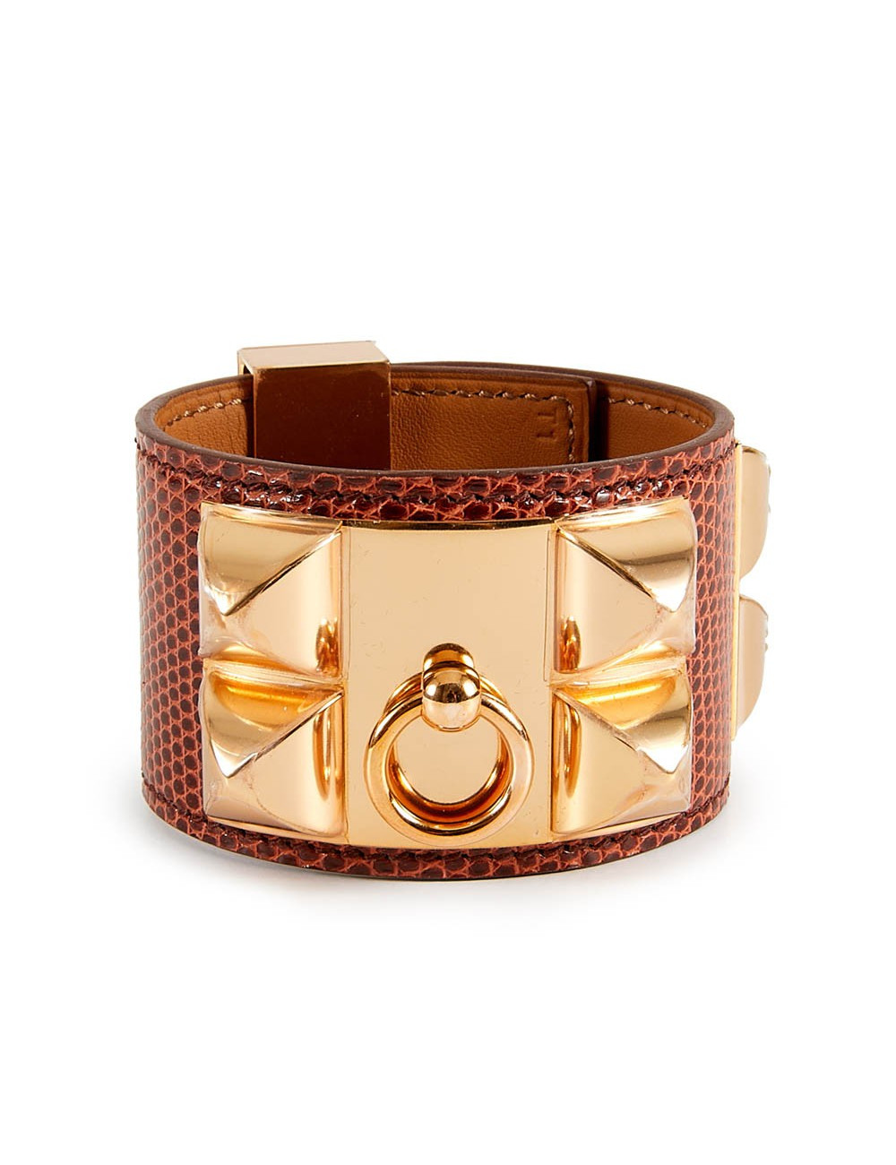 Bracelet collier de chien HERMES lézard niloticus étrusque PM