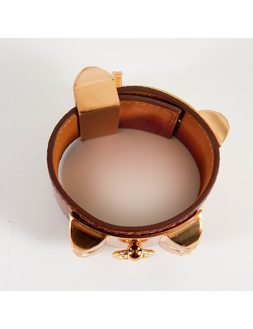 Bracelet collier de chien HERMES lézard niloticus étrusque PM