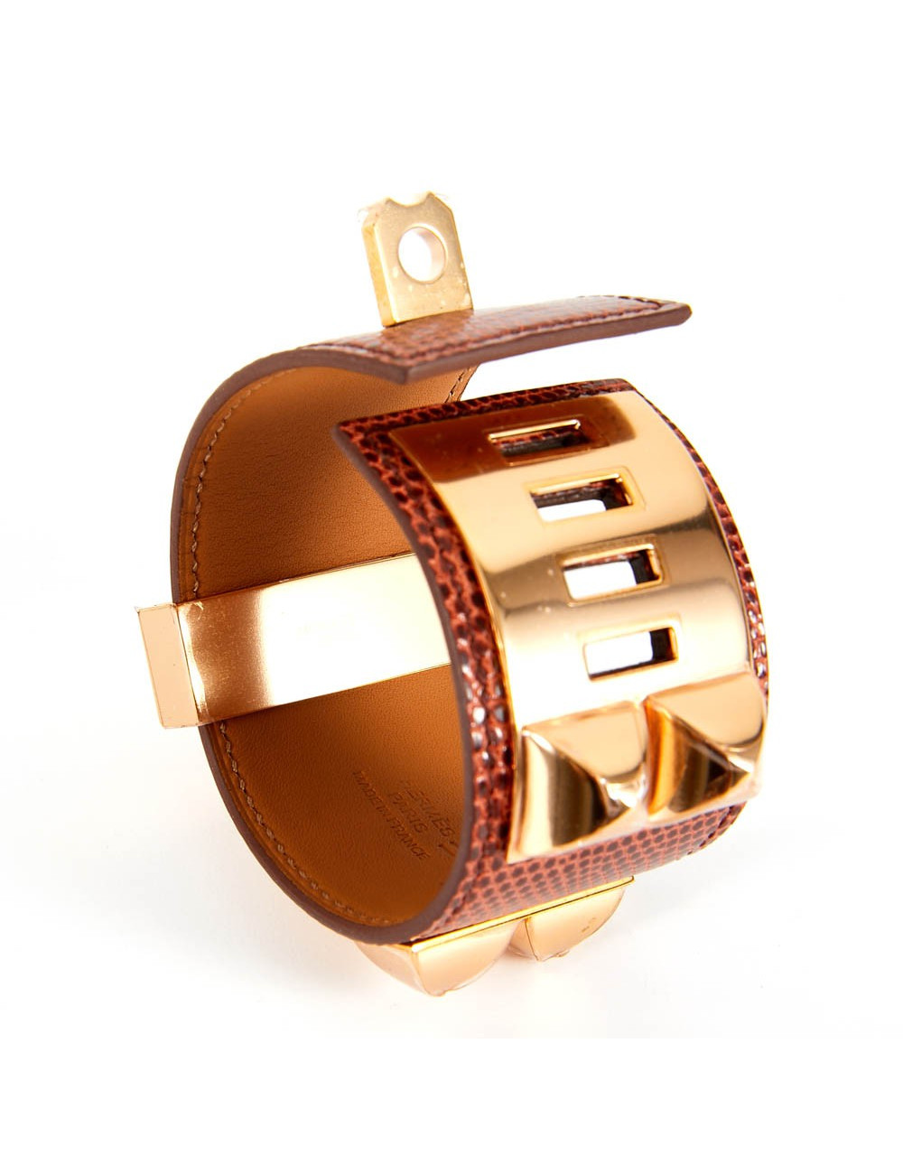 Bracelet collier de chien HERMES lézard niloticus étrusque PM