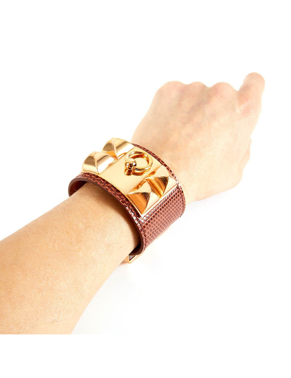 Bracelet collier de chien HERMES lézard niloticus étrusque PM