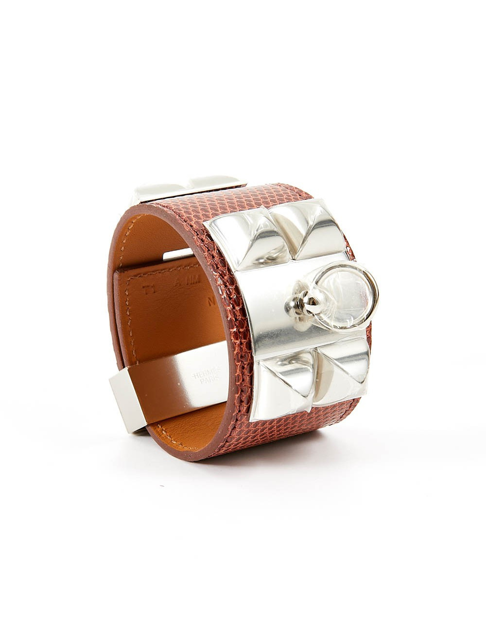 Hermes lizard Collier de chien T 1 silver