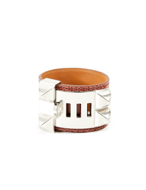 Hermes lizard Collier de chien T 1 silver