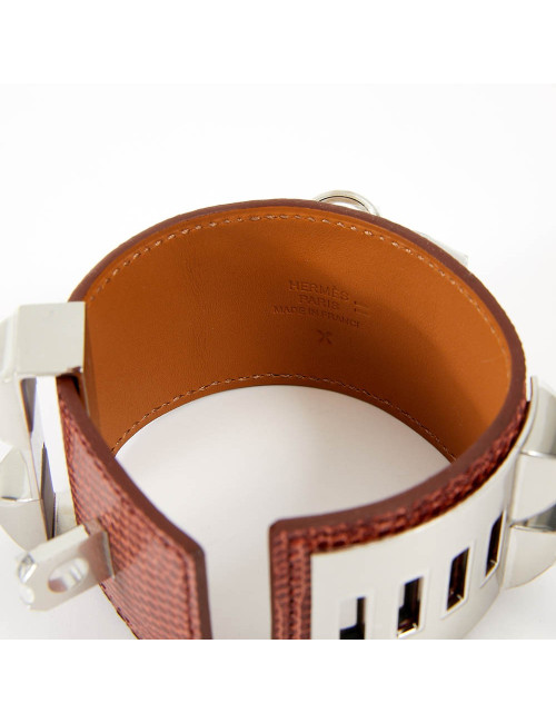 Hermes lizard Collier de chien T 1 silver
