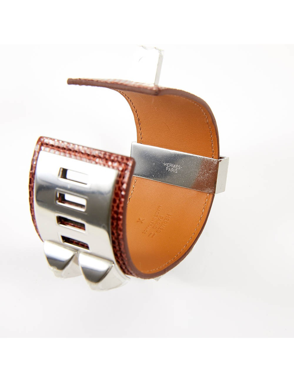 Hermes lizard Collier de chien T 1 silver