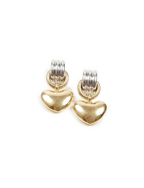 Boucles d'oreille bicolores coeur