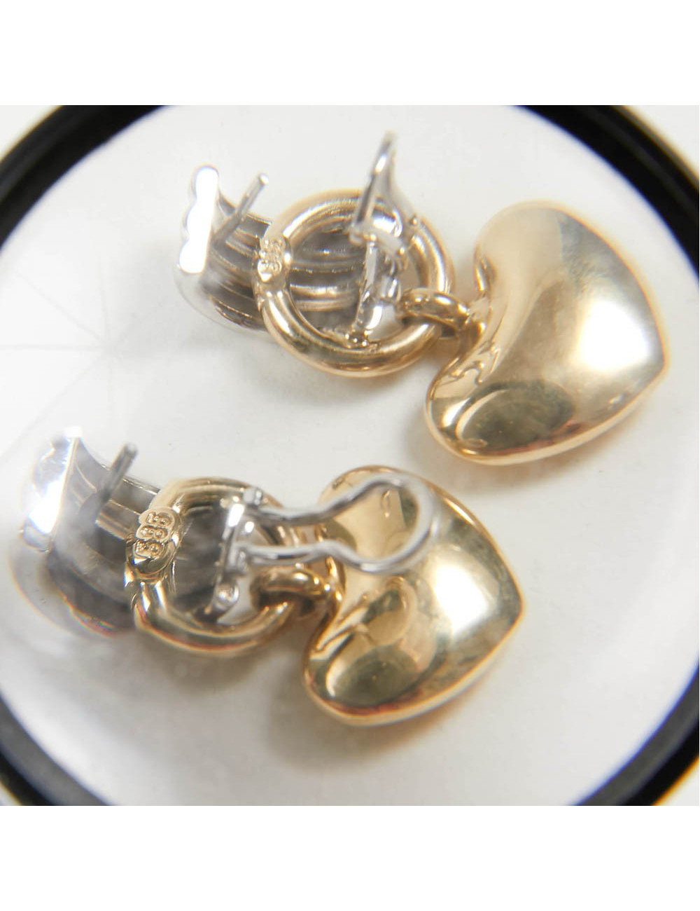 Boucles d'oreille bicolores coeur