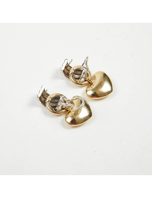 Boucles d'oreille bicolores coeur