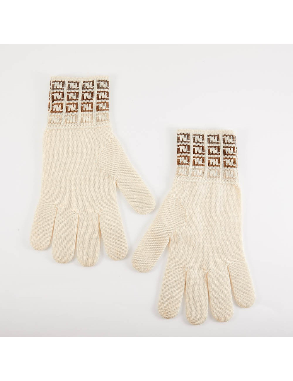 Gants FENDI laine écrue