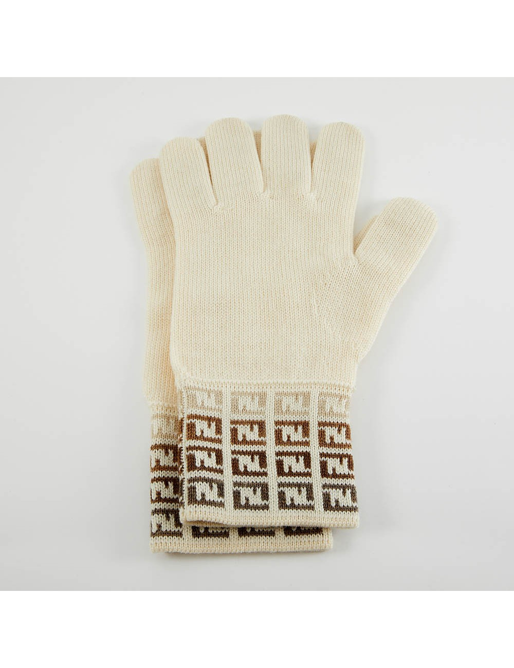 Gants FENDI laine écrue