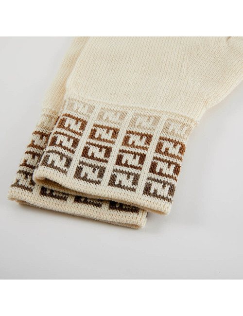 Gants FENDI laine écrue