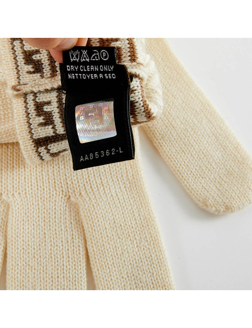 Gants FENDI laine écrue