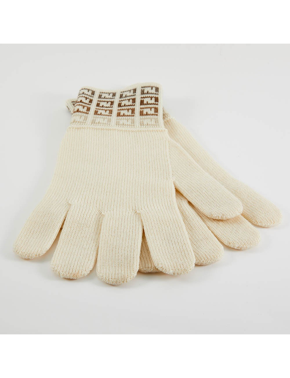 Gants FENDI laine écrue