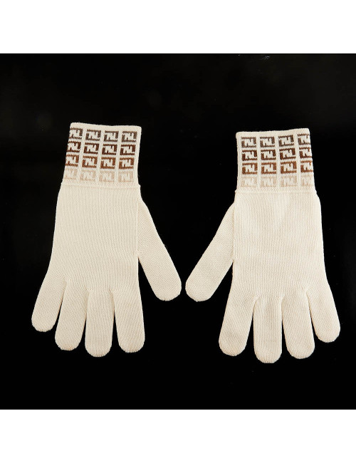 Gants FENDI laine écrue