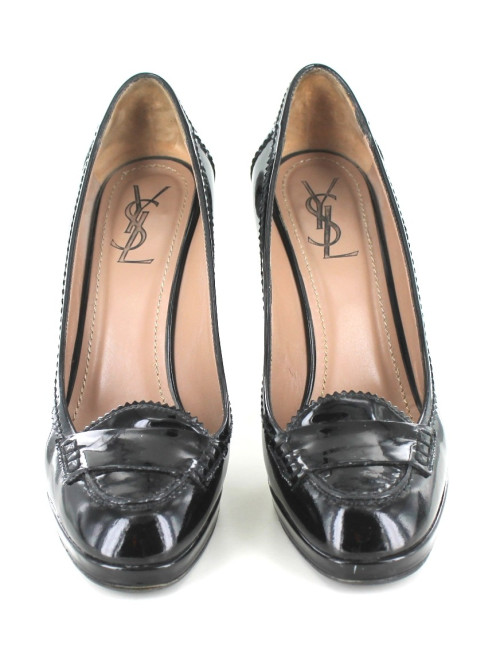 Escarpins YVES SAINT LAURENT en cuir verni noir T 39,5