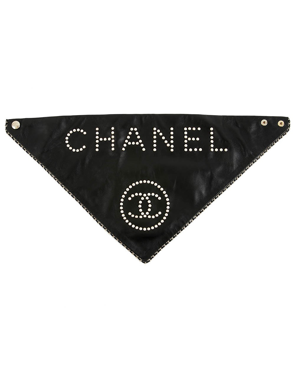 Foulard triangle CHANEL cuir noir