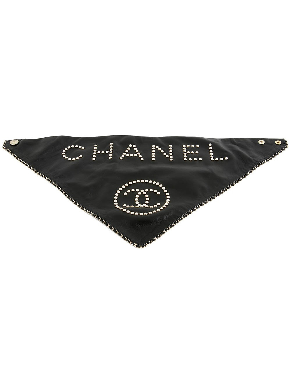 Foulard triangle CHANEL cuir noir