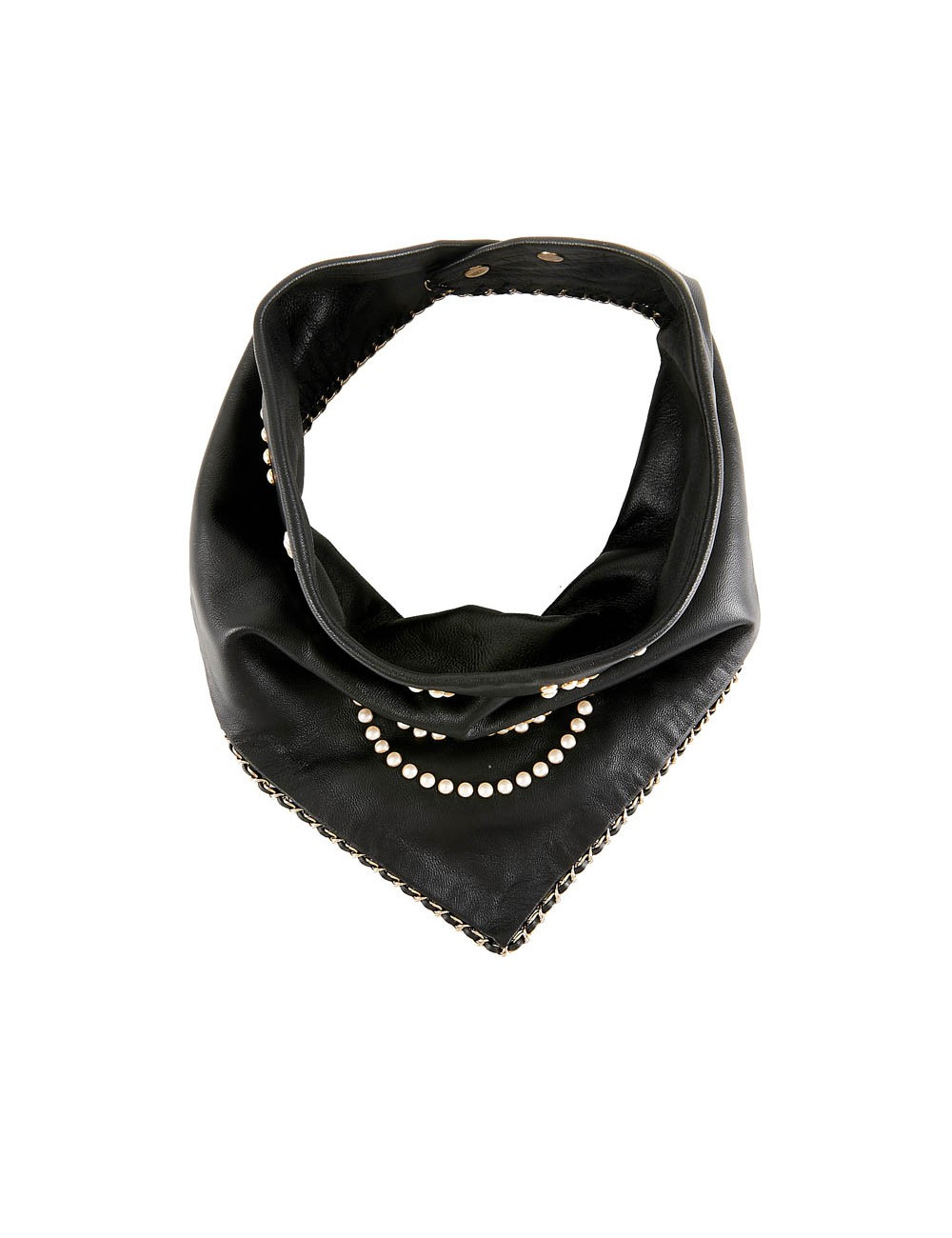Foulard triangle CHANEL cuir noir