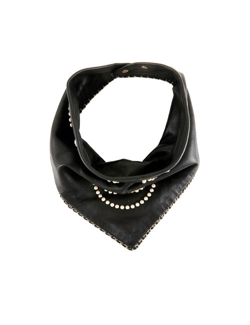 Foulard triangle CHANEL cuir noir