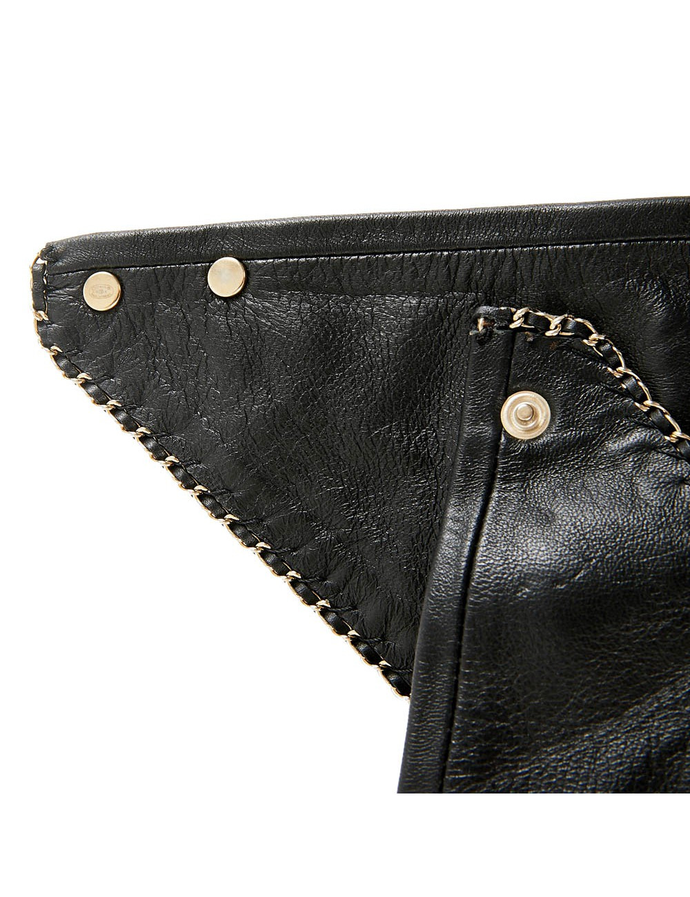 Foulard triangle CHANEL cuir noir