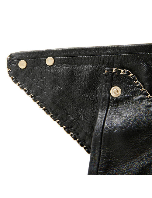 Foulard triangle CHANEL cuir noir