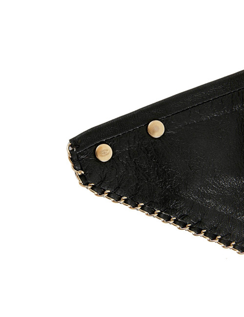 Foulard triangle CHANEL cuir noir