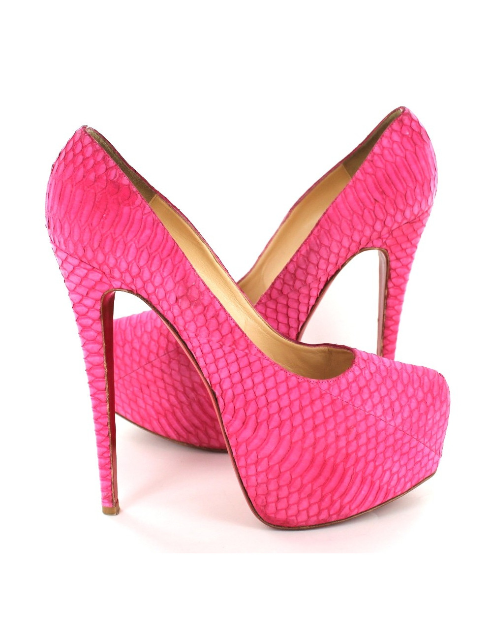 Escarpins CHRISTIAN LOUBOUTIN dafodile en python rose T 