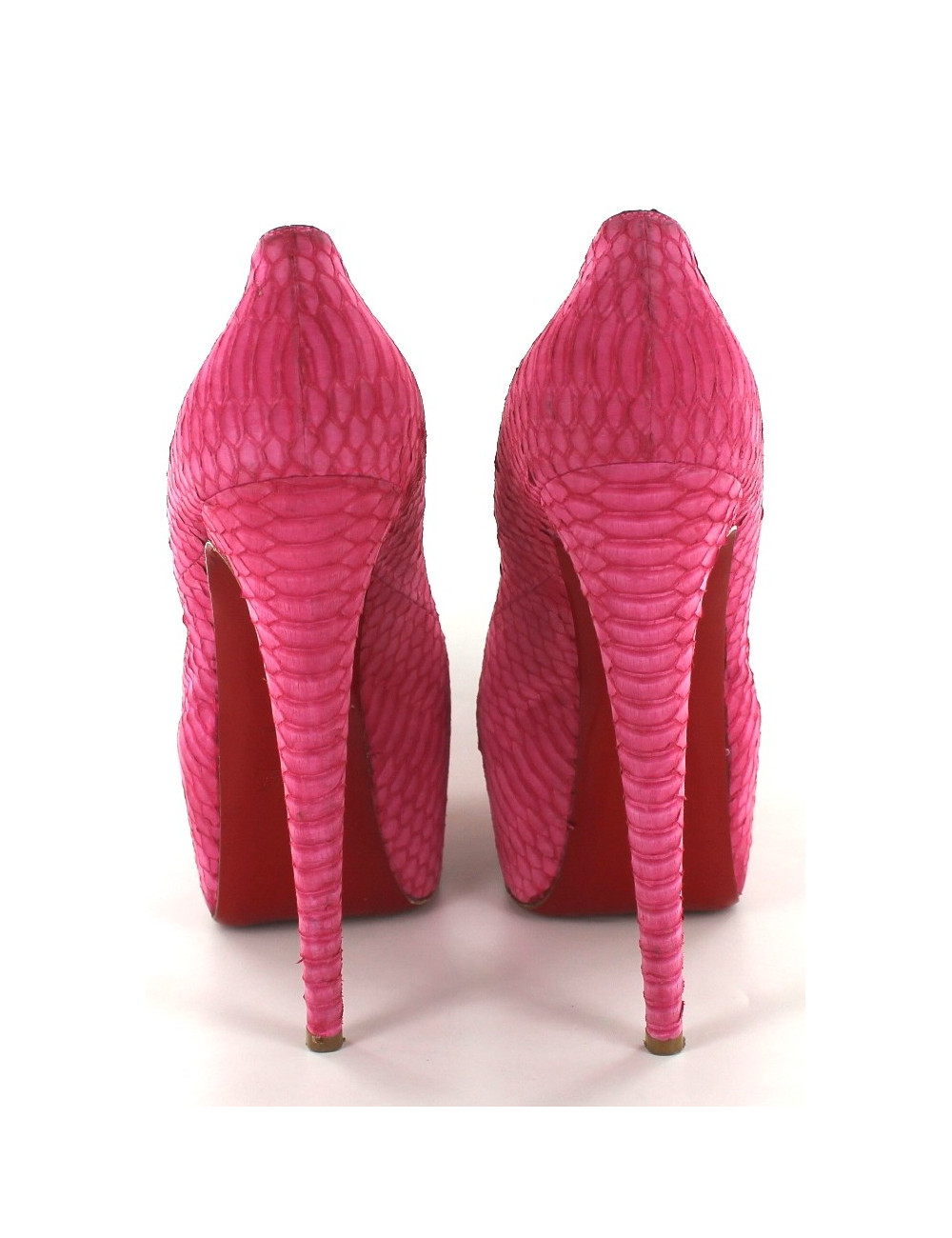 Escarpins CHRISTIAN LOUBOUTIN dafodile en python rose T 