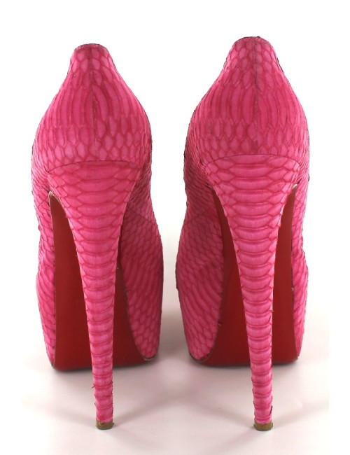 Escarpins CHRISTIAN LOUBOUTIN dafodile en python rose T 