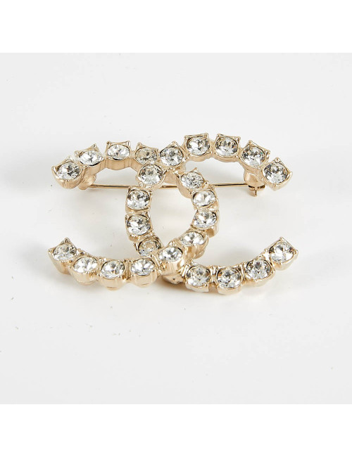Broche CHANEL doré et cristal