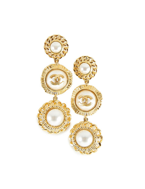 Boucles d'oreille CHANEL métal perles 